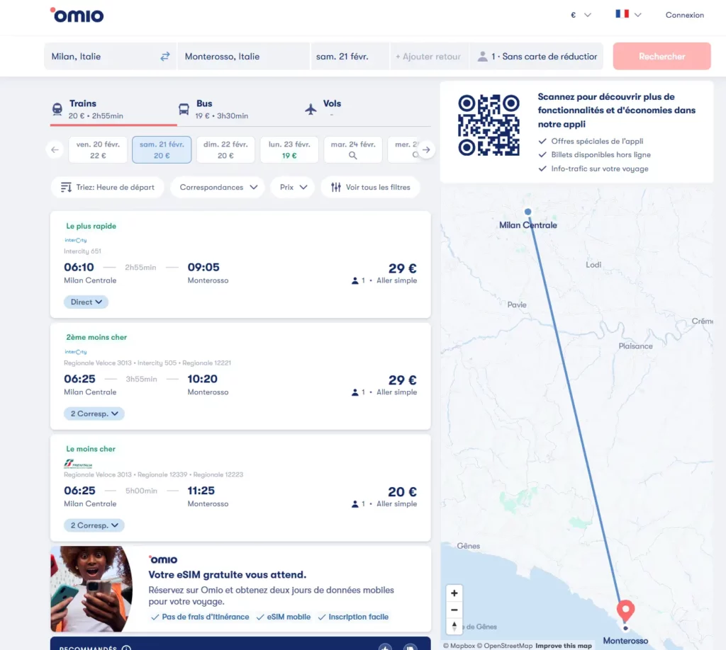 Omio Milan Monterosso